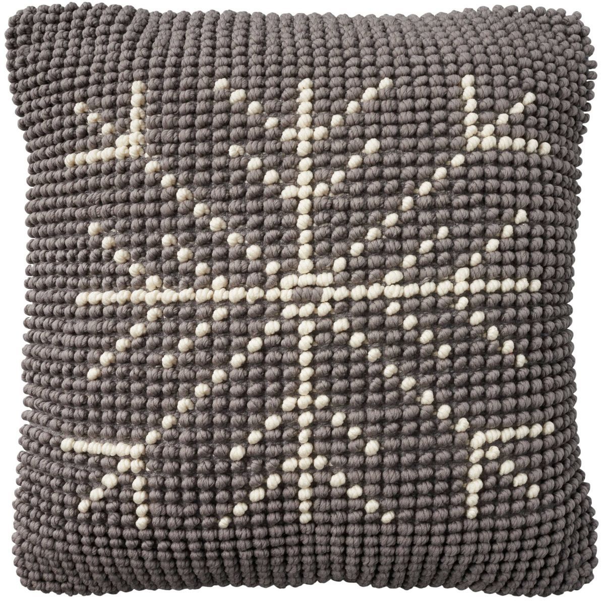 20"x20" Oversize Holiday Loop Snowflake Indoor Square Throw Pillow Beige/Ivory - Mina Victory | Target