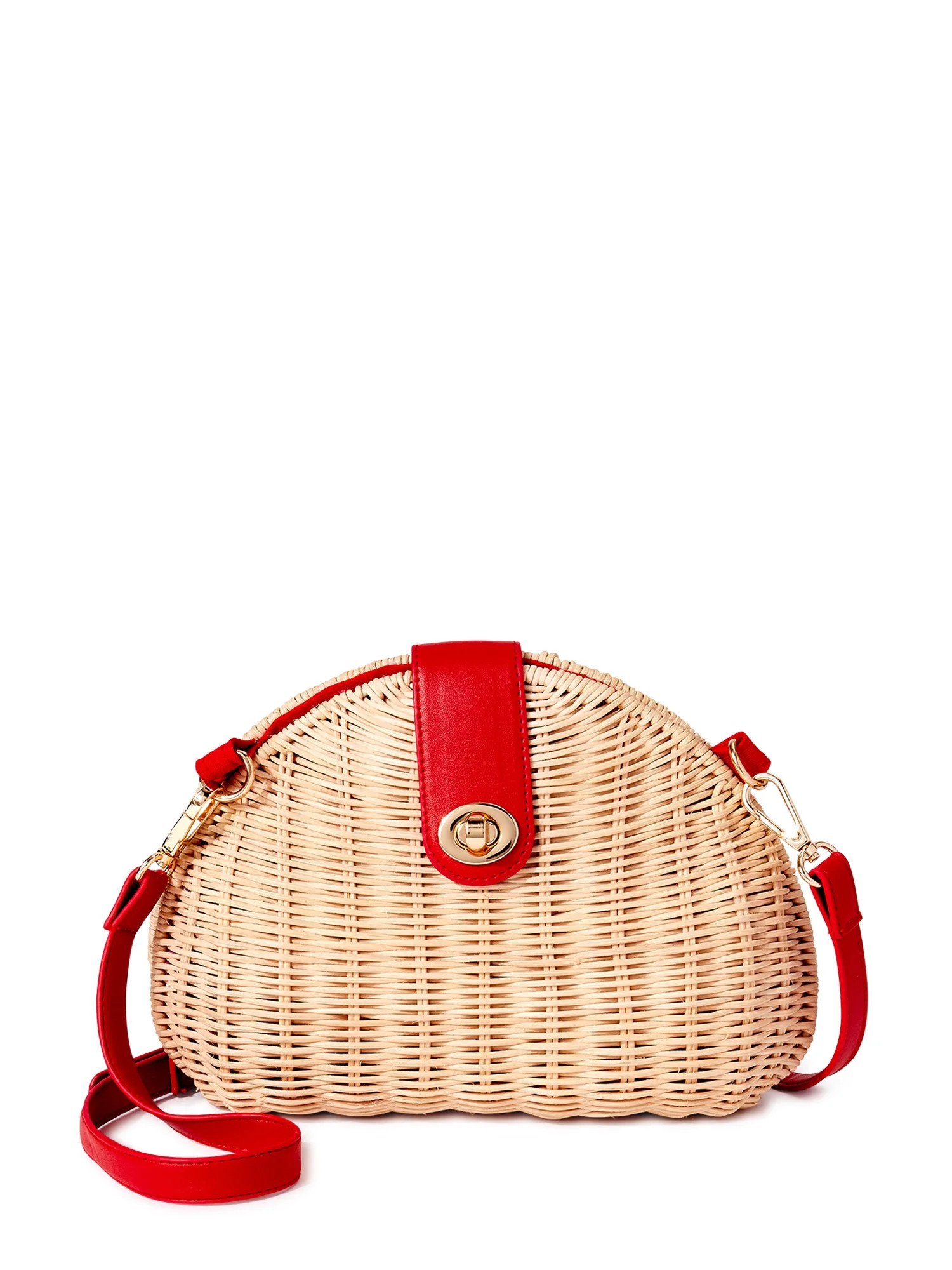 Nanette Lepore Women's Wicker Dome Crossbody Bag With Removable Strap Black | Walmart (US)