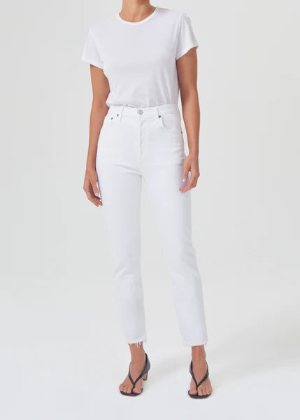 Riley High Rise Straight Crop (Stretch) in Sour Cream | AGOLDE