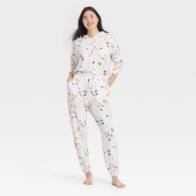 Women's Splatter Print Fleece Lounge Sweatshirt - Colsie™ White | Target