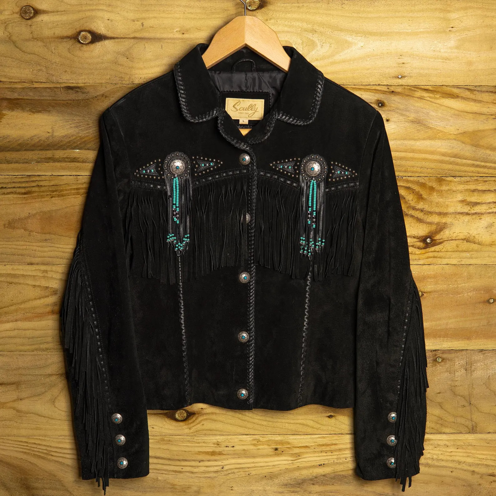 Vintage Scully Western Wear Black Tasseled Jacket L 16-18 | Etsy (Global)