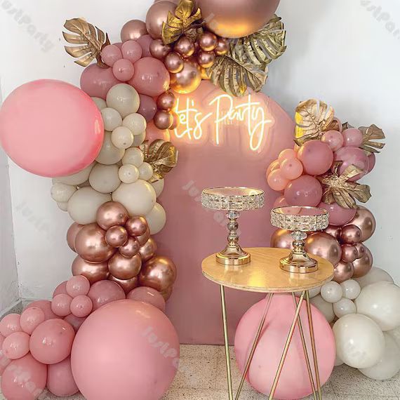 119pcs Dusty Pink and Chrome Rose Gold Balloon Arch Garland | Etsy | Etsy (US)