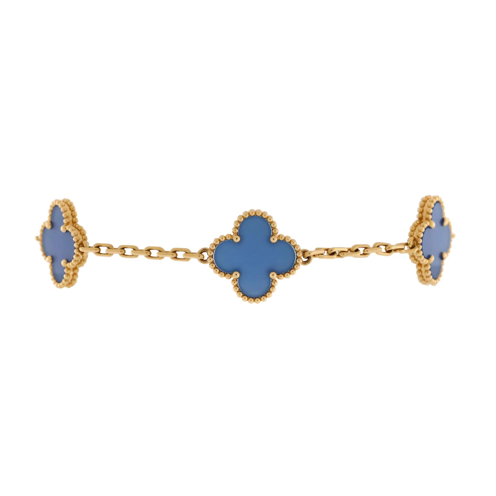 Vintage Alhambra 5 Motifs Bracelet 18K Yellow Gold and Agate | Shop Simon