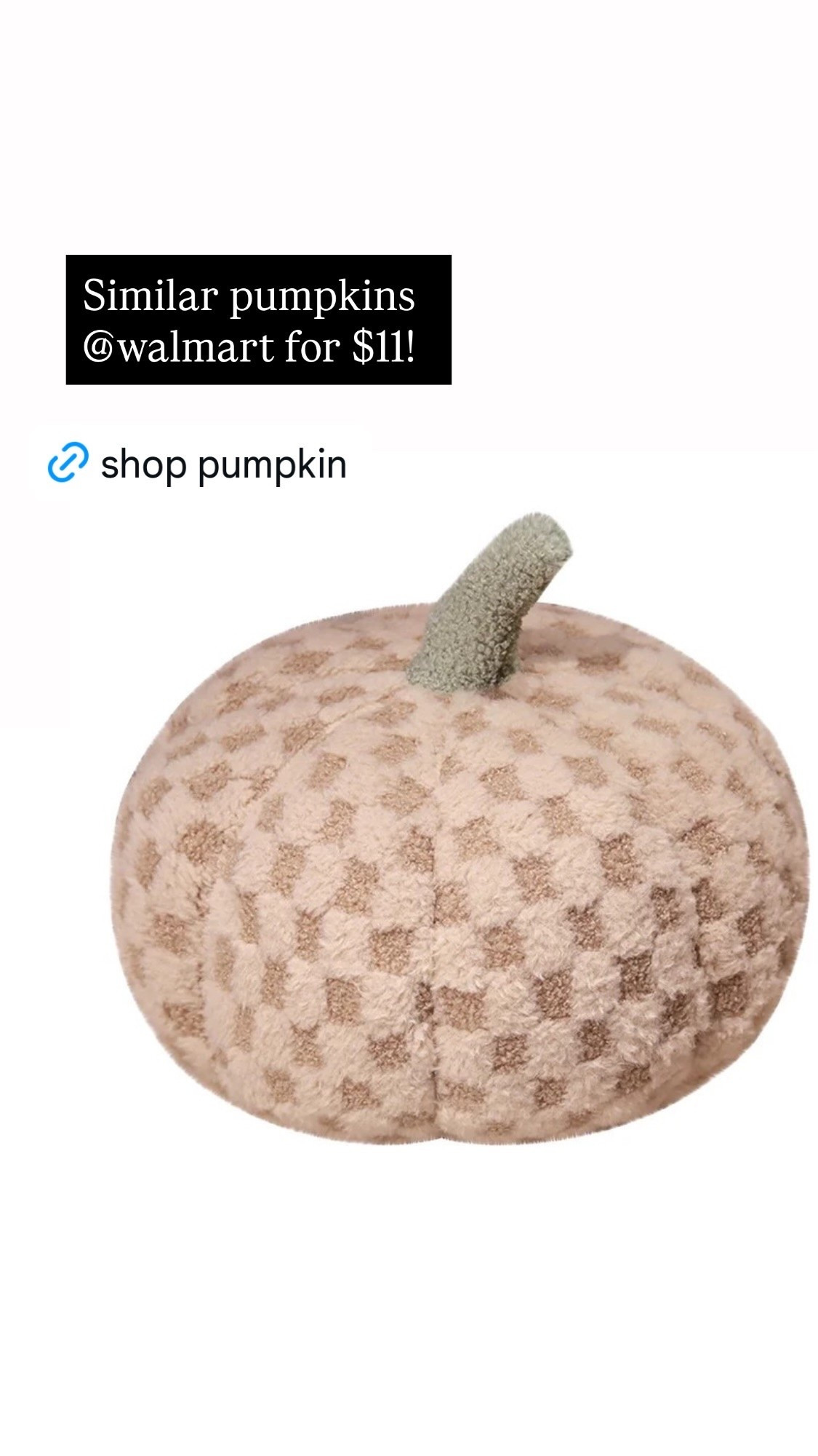 Similar pumpkins @walmart for $11!

Plush neutral pumpkin.  Walmart fall decor.  Walmart fall pumpkin.  Plush pumpkin.

#LTKSeasonal #LTKHome #LTKSaleAlert
