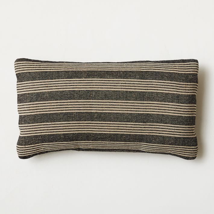 Natural Mini Stripe Indoor/Outdoor Pillow | West Elm (US)