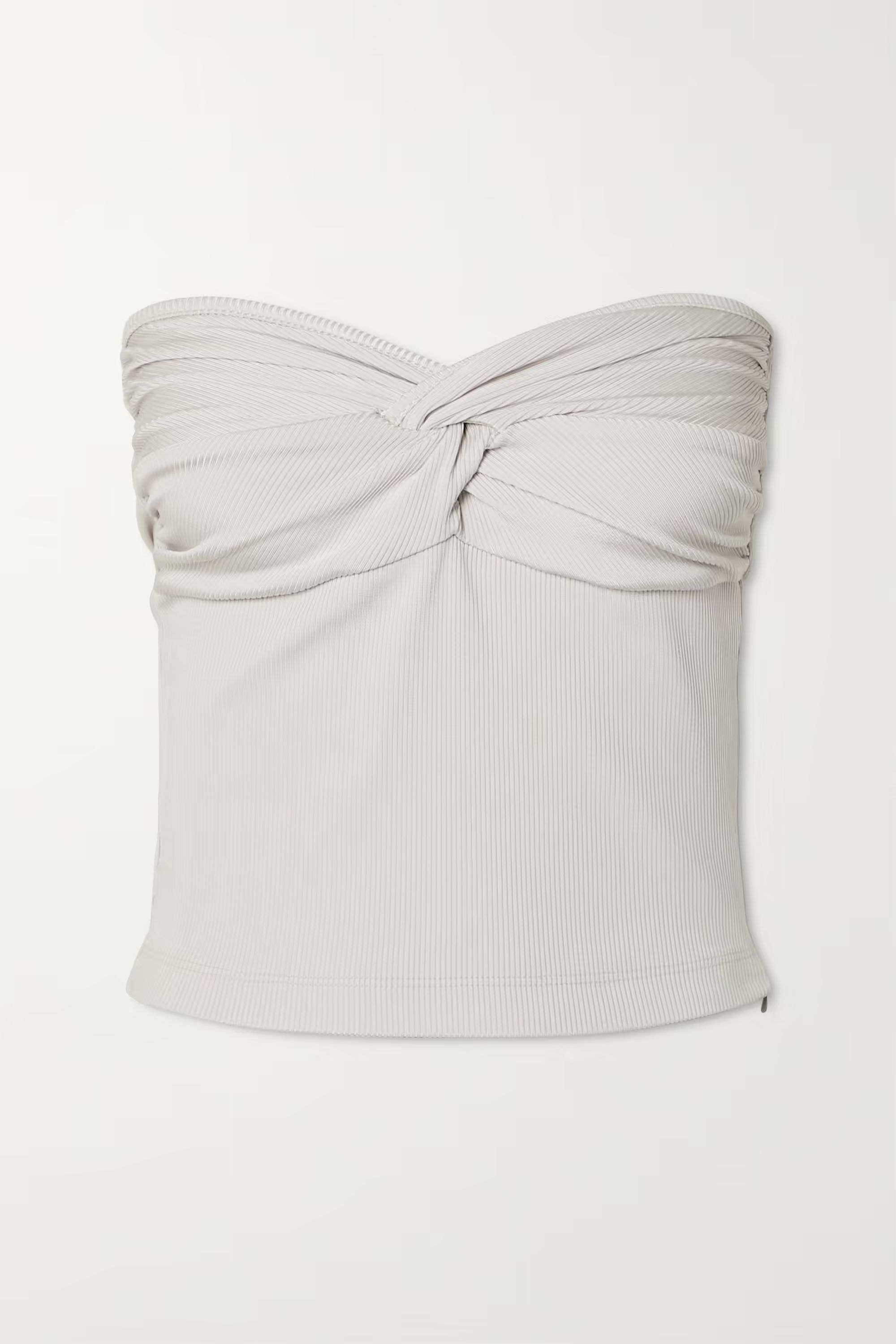 Strapless twist-front ribbed stretch-jersey top | NET-A-PORTER (US)