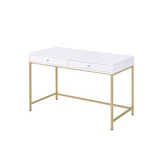 Simplie Fun Ottey Desk In High Gloss & Gold - Macy's | Macy's