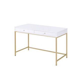 Simplie Fun Ottey Desk In High Gloss & Gold - Macy's | Macy's
