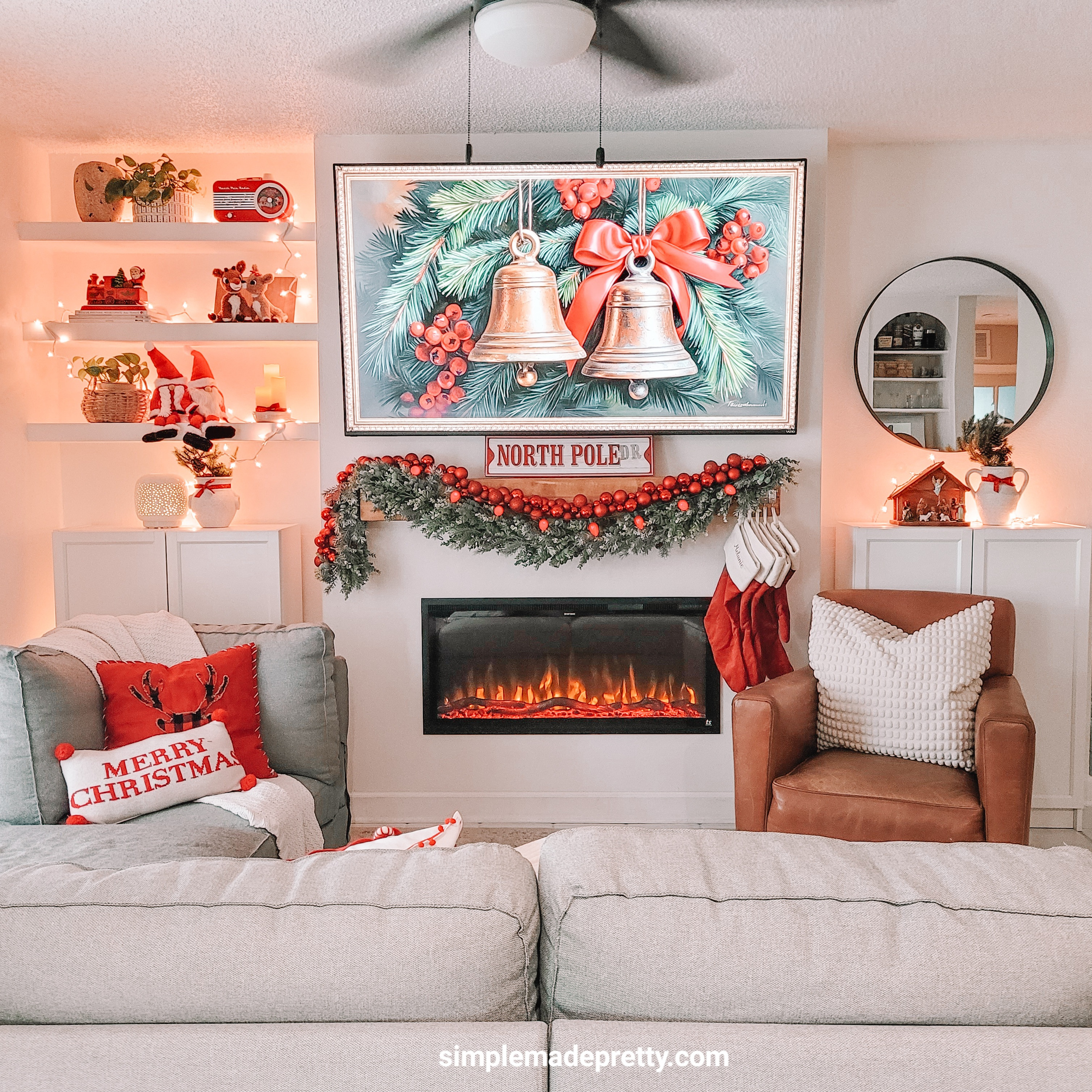 My simple mantle this year… nothing fancy, just warm + pretty 🎄
Sharing everything I used (and some budget dupes!) below. 

 #LTKHoliday