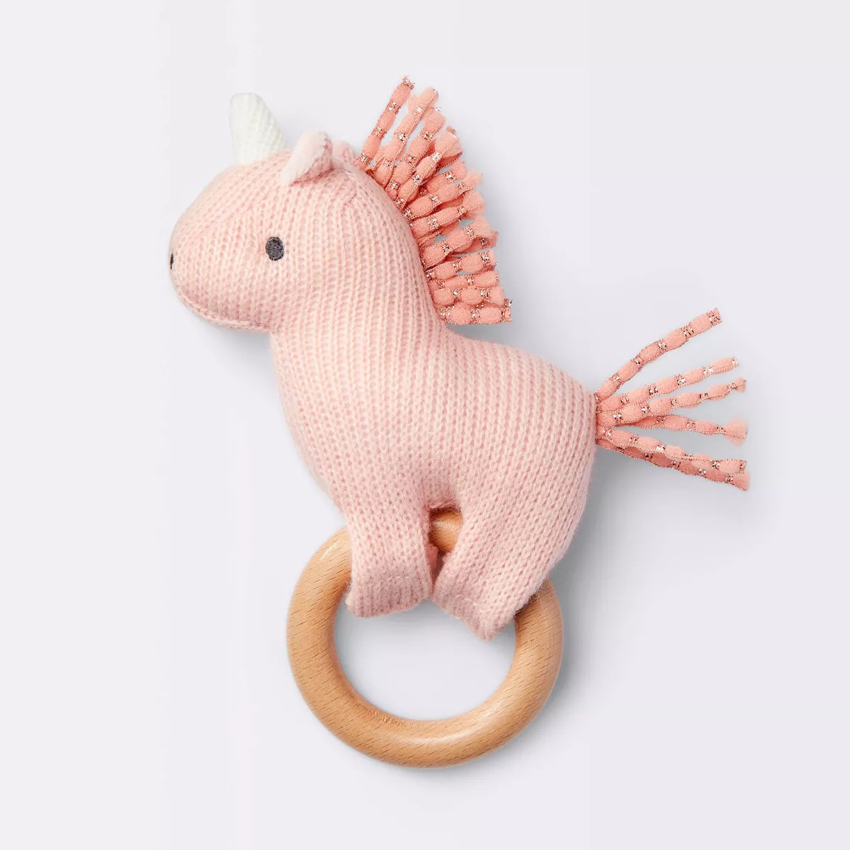 Knit Rattle on Wood Ring - Unicorn - Cloud Island™ | Target
