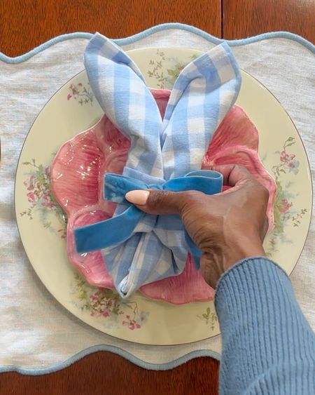 Easter bunny napkin fold, Easter Tablescape 

#LTKhome #LTKSeasonal