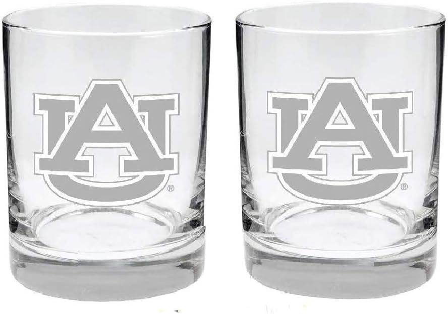 Auburn University Tigers 2-Sided, Etched Satin Finish, Rock (or Whiskey) Glass - Set of 2 | Amazon (US)