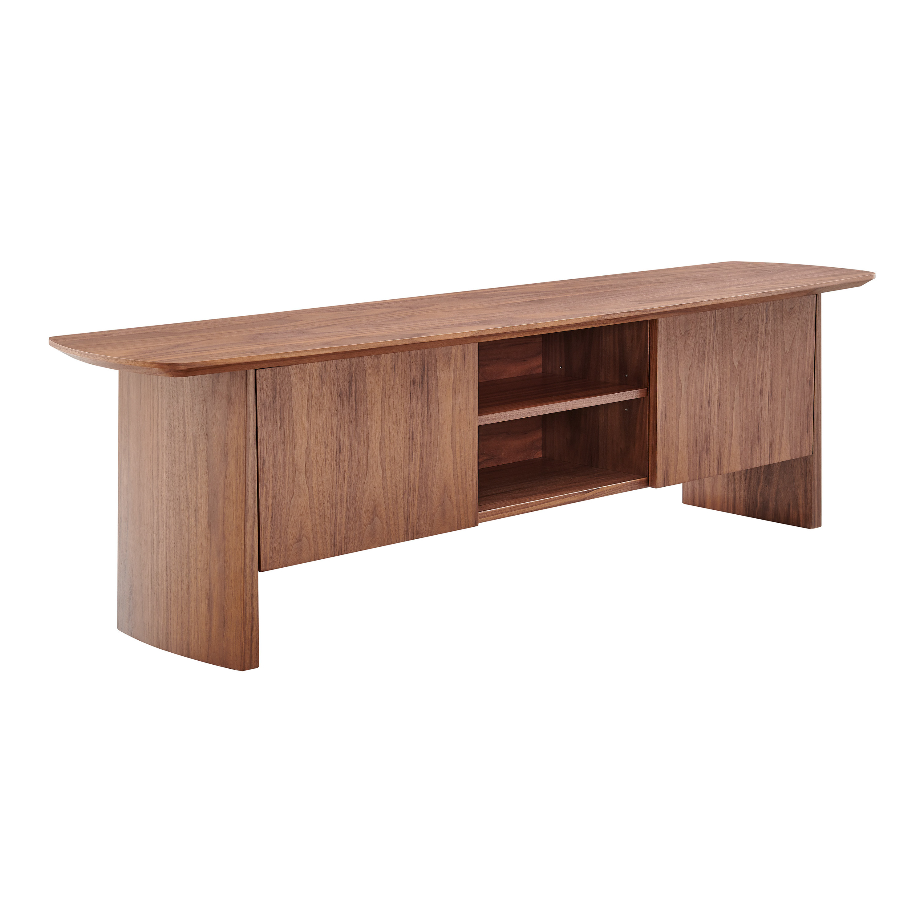 Thrale Walnut Brown Wood Media Stand | World Market