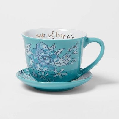 2pc Stoneware Cup of Happy Cup and Saucer Set - Opalhouse™ | Target