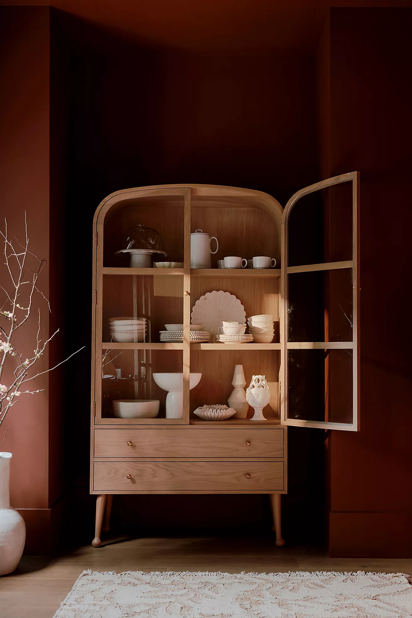Moretti Oak Curio Cabinet | Anthropologie (US)