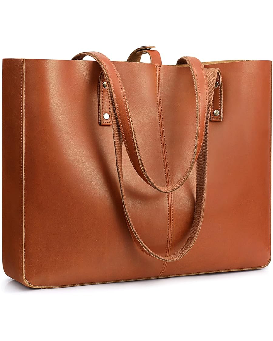 S-ZONE Genuine Leather Shoulder Tote Bag for Women Large Handbag Work Purse | Amazon (US)