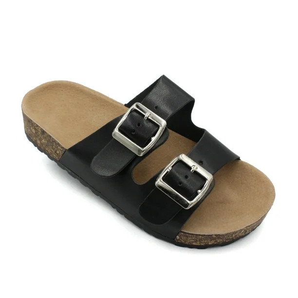 LAVRA Women's Buckle Strap Sandals Cork Footbed Slides Classic Flip Flop | Walmart (US)