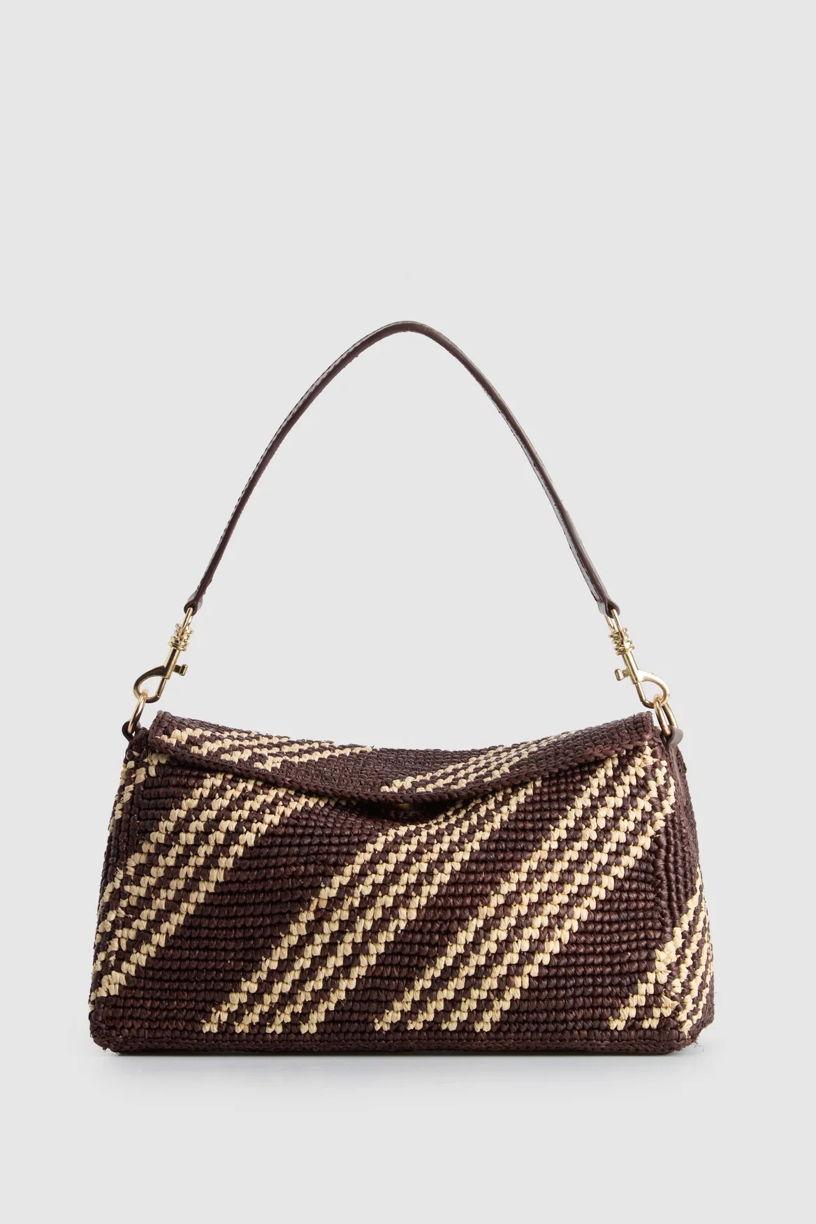 Clara Leather Raffia Shoulder Bag | Strand Australia