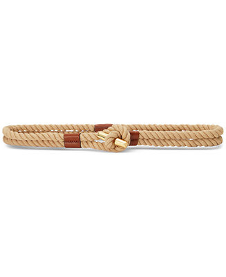 Lauren Ralph Lauren Women's Leather-Trim Rope Toggle Skinny Belt - Macy's | Macy's