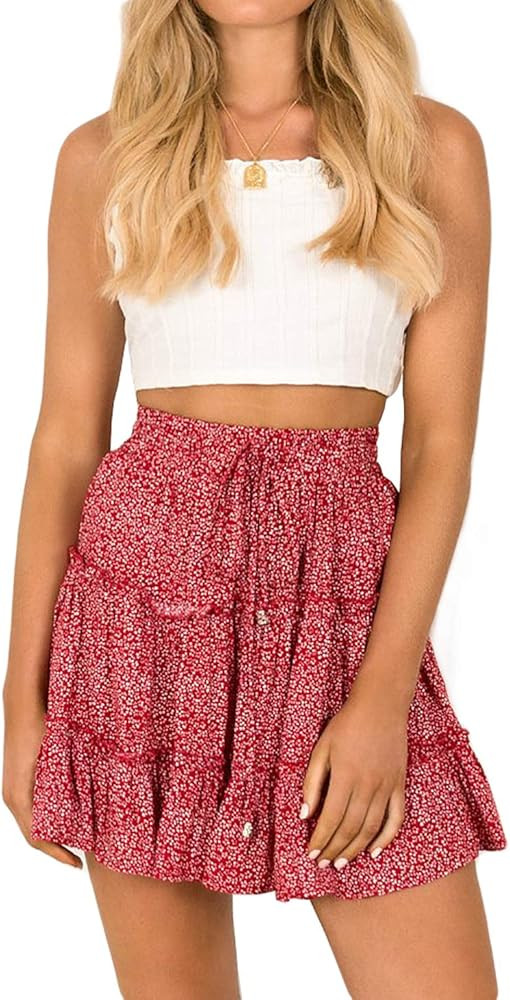 Women's Leopard Asymmetrical Ruffles High Waist Printed Cute Casual Mini Skirt | Amazon (US)