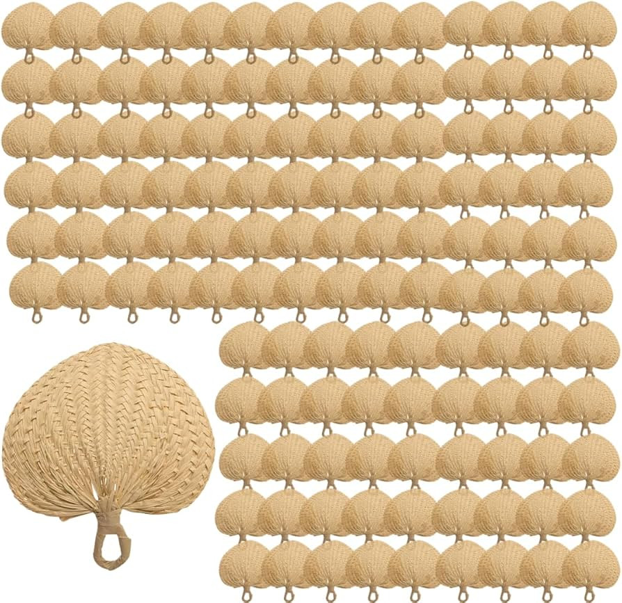 Koyal Wholesale Natural Raffia Hand Fans, 120-Pack, Bulk Pack, Palm Leaf Hand Fans, Buri Fans, Ha... | Amazon (US)
