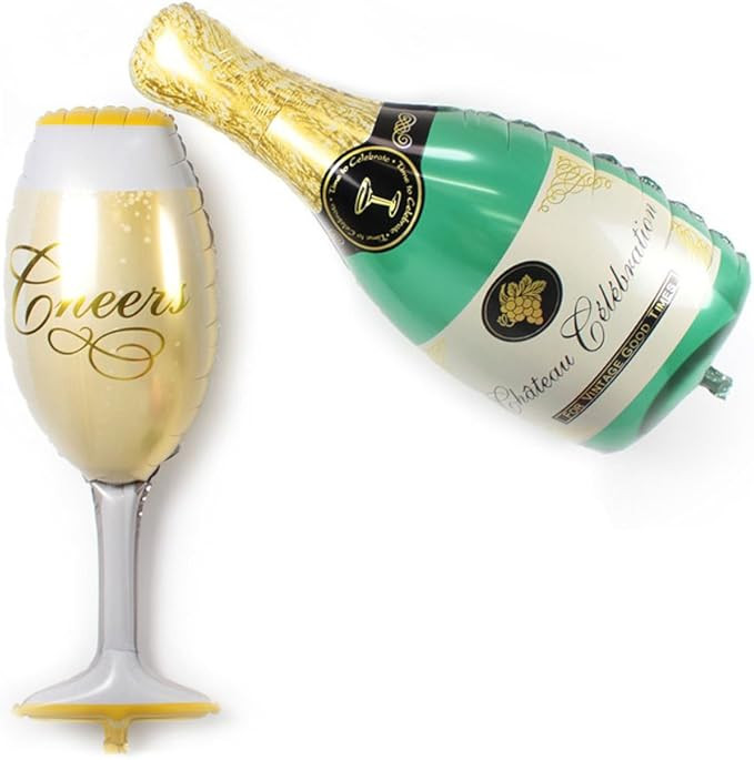 Fecedy Aluminum film Champagne Bottle and Goblet Hydrogen Balloons for Party Decoration | Amazon (US)