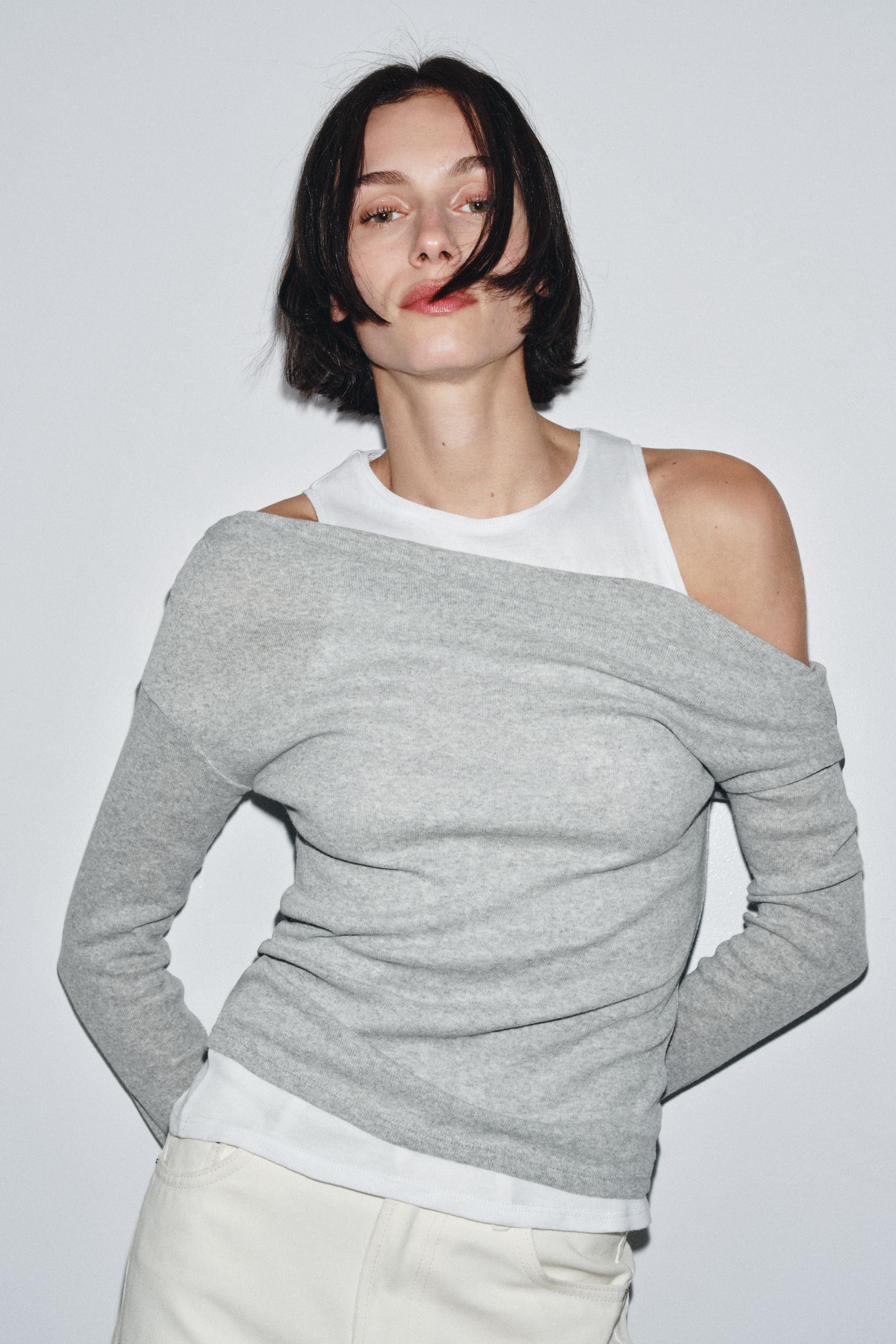 ASYMMETRIC LAYERED-EFFECT T-SHIRT | Zara AU