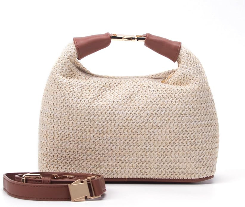 Faux Straw Crossbody Bags for Women, Small Top Handle Purse | Amazon (US)