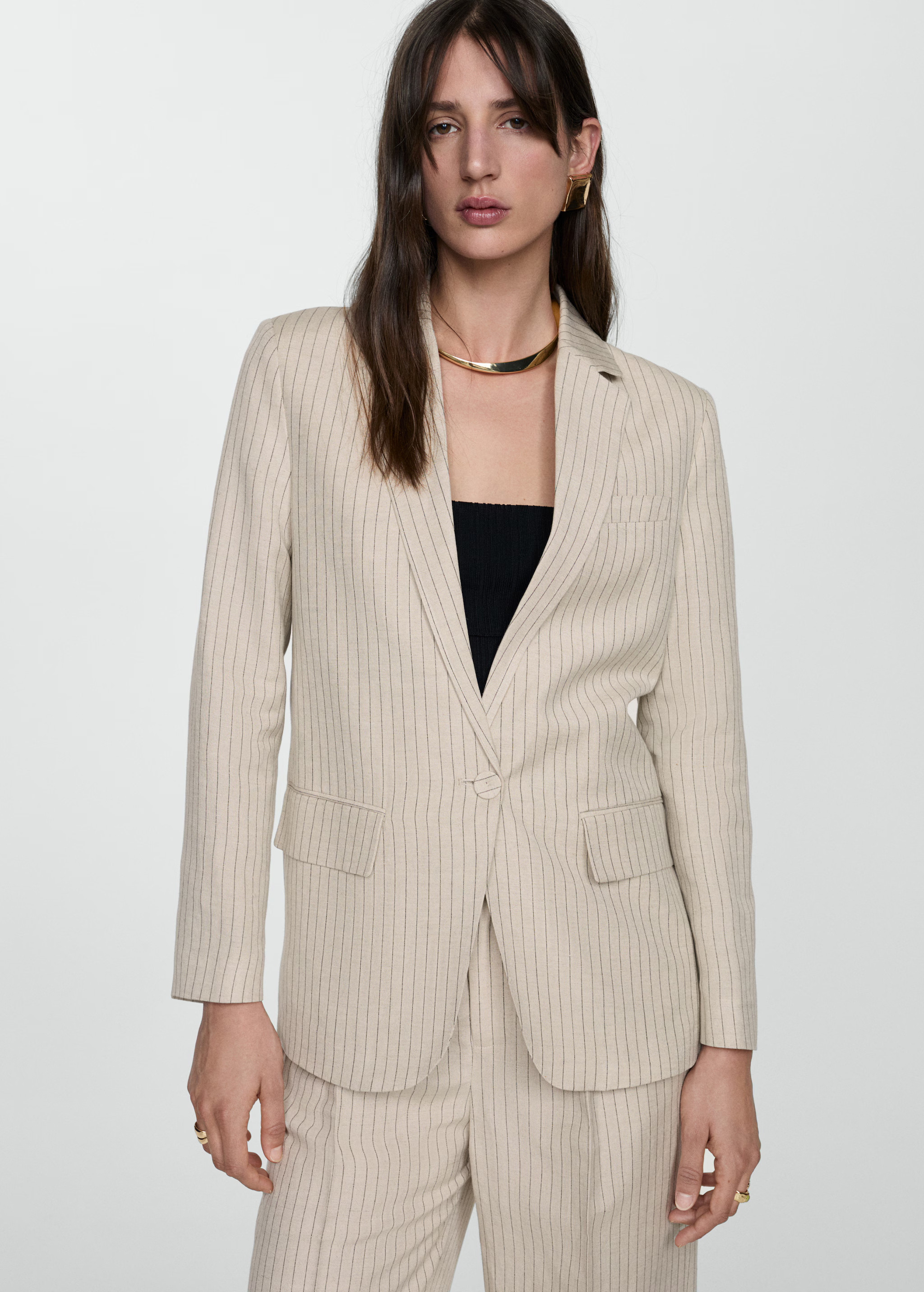 Pinstripe suit jacket | MANGO (UK)