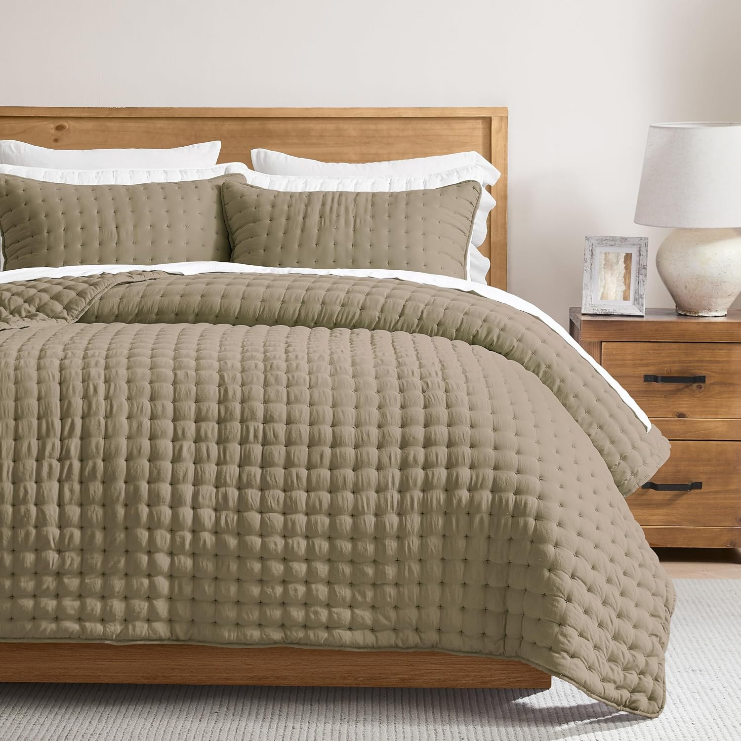 WDCOZY Cloud Soft Quilt Set, King Size, Taupe, 3 Pieces 104x90 inches | Amazon (US)