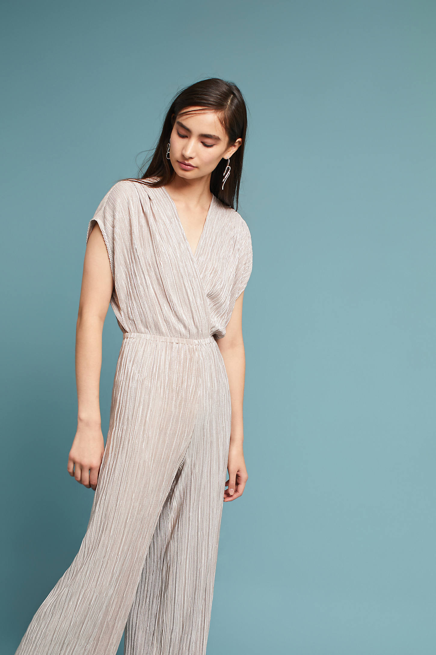 Pleated Metallic Jumpsuit | Anthropologie (US)