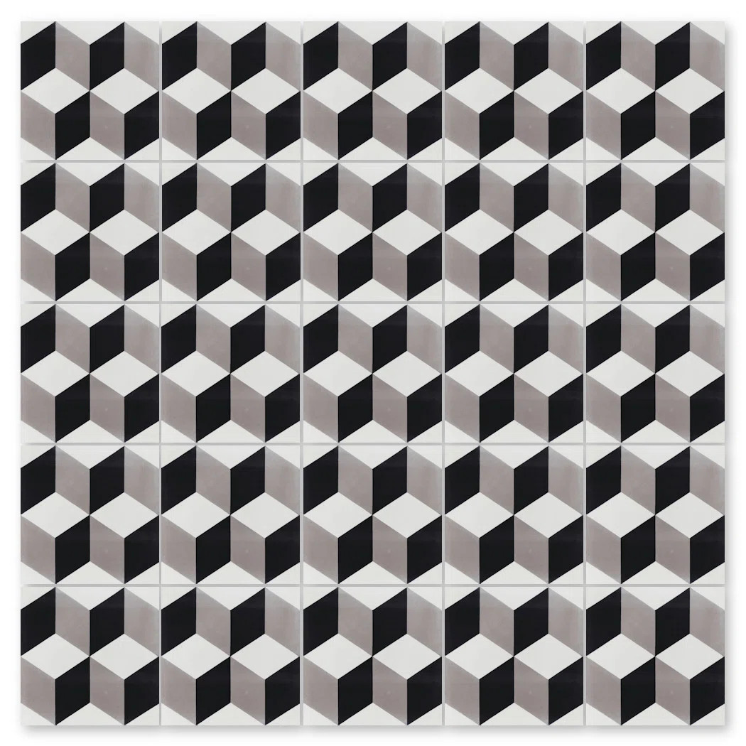 Cubes 8" x 8" Cement Patterned Wall & Floor Tile | Perigold