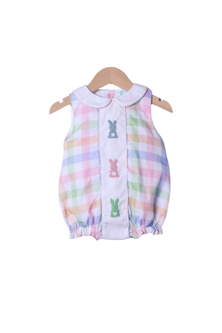 French Knot Pastel Peeps Buffalo Check Bubble | The Smocked Flamingo