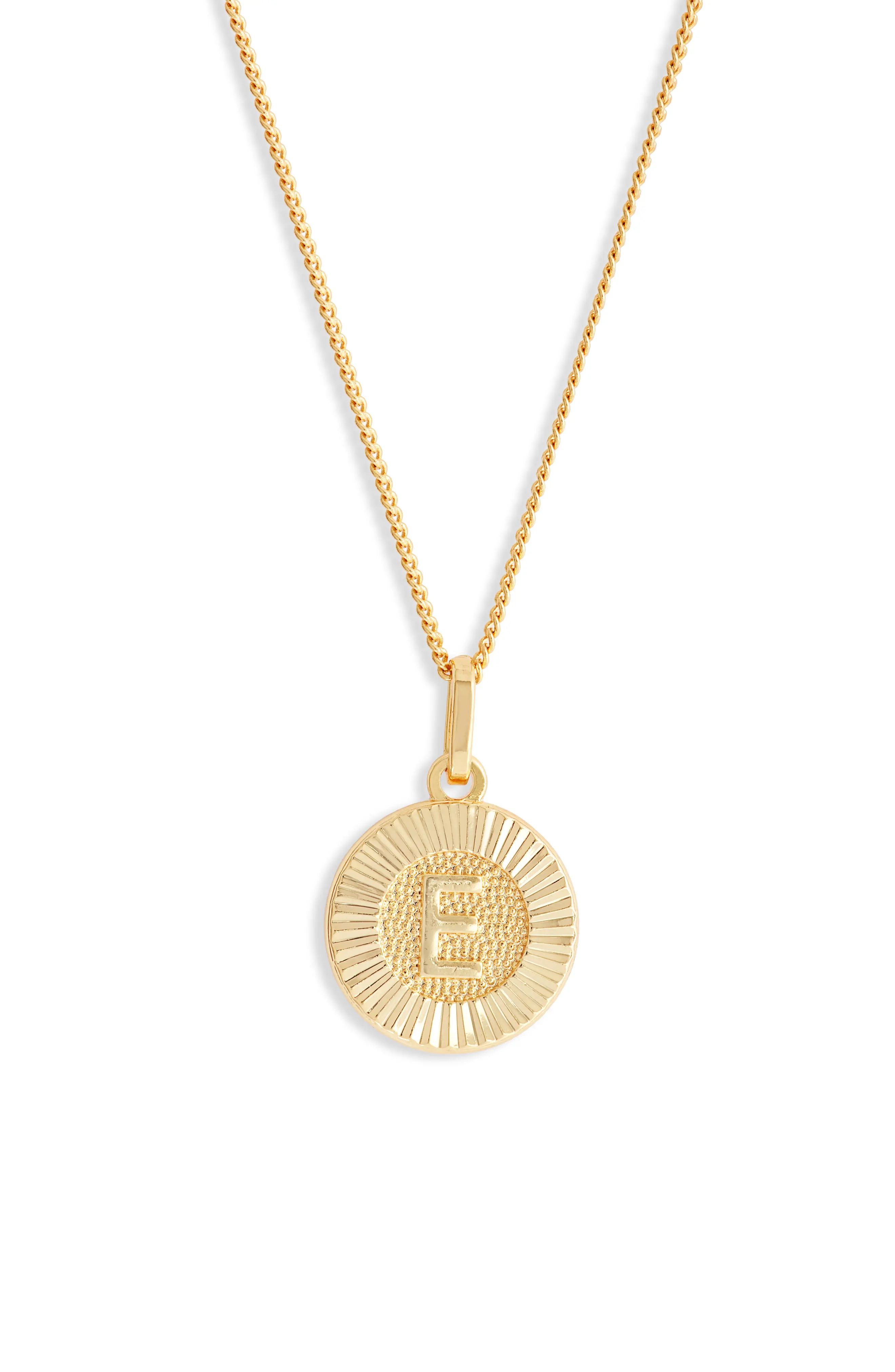Bracha Initial Medallion Pendant Necklace in Gold - E at Nordstrom | Nordstrom