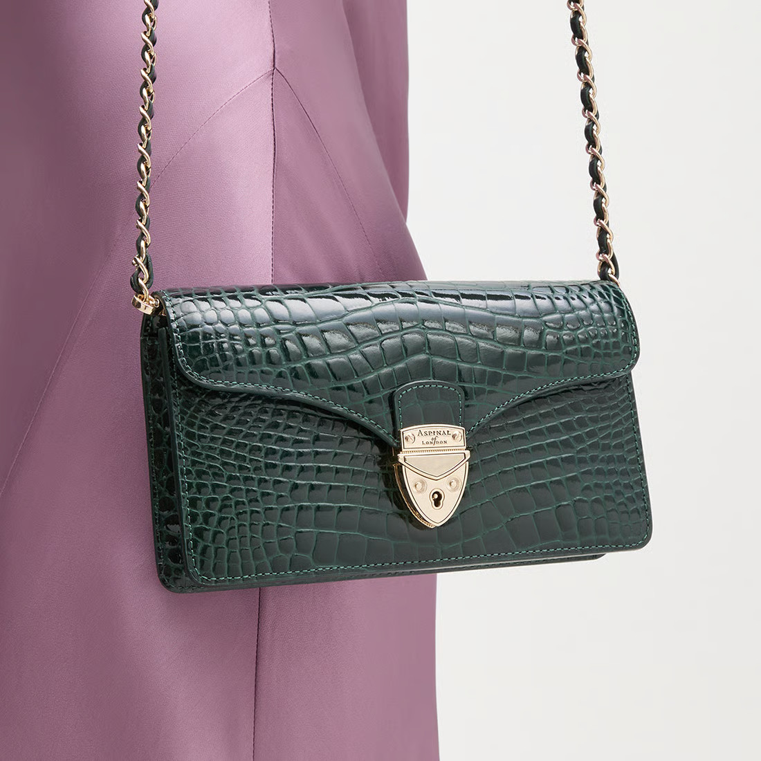 Mayfair®Clutch

        
            
            Evergreen Patent Croc | Aspinal of London US