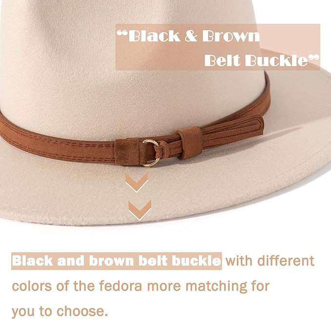 Lisianthus Men & Women Vintage Wide Brim Fedora Hat with Belt Buckle | Amazon (US)