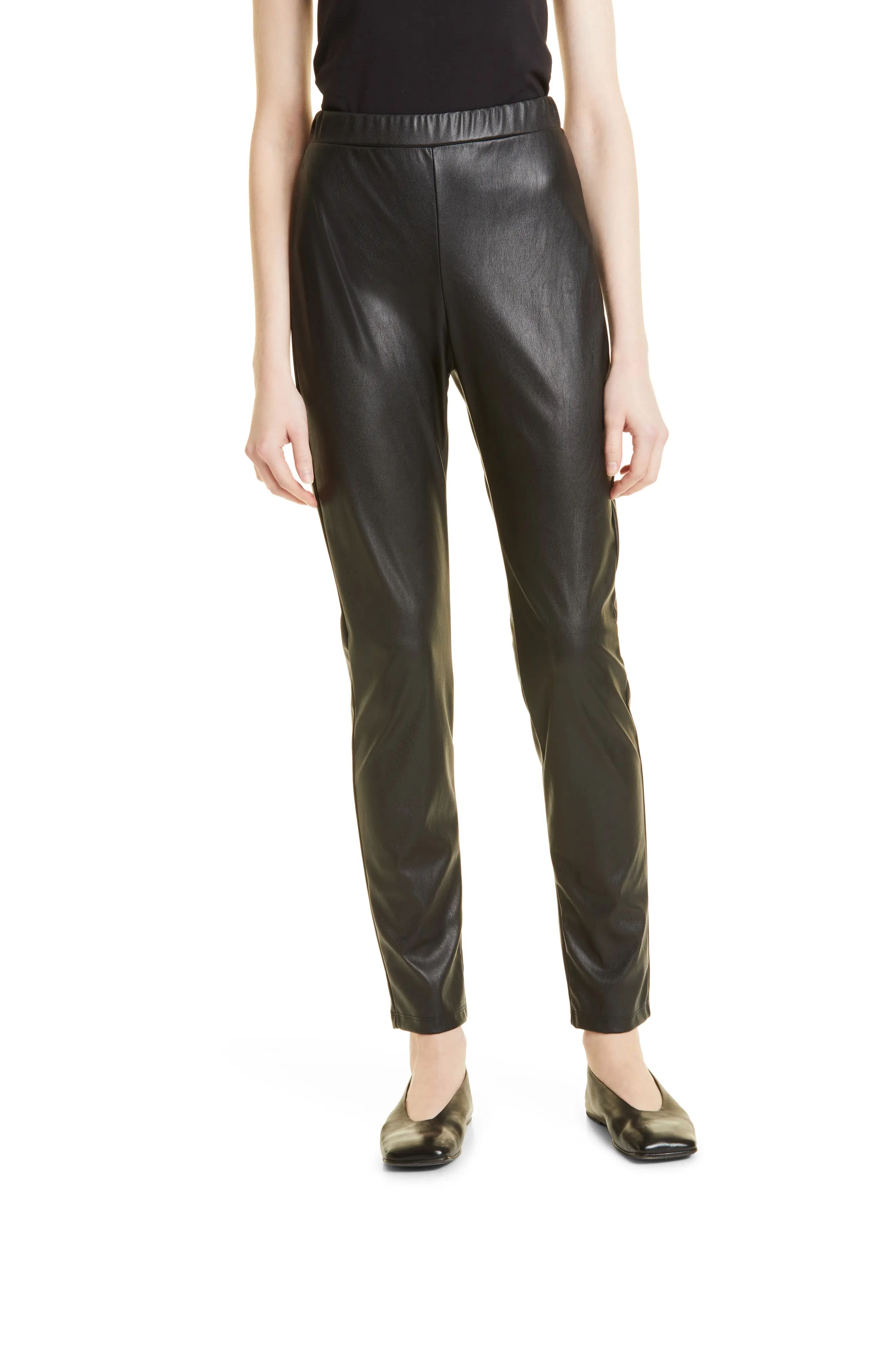 Max Mara Leisure Ranghi Faux Leather Pull-On Pants, Size Medium in Black at Nordstrom | Nordstrom