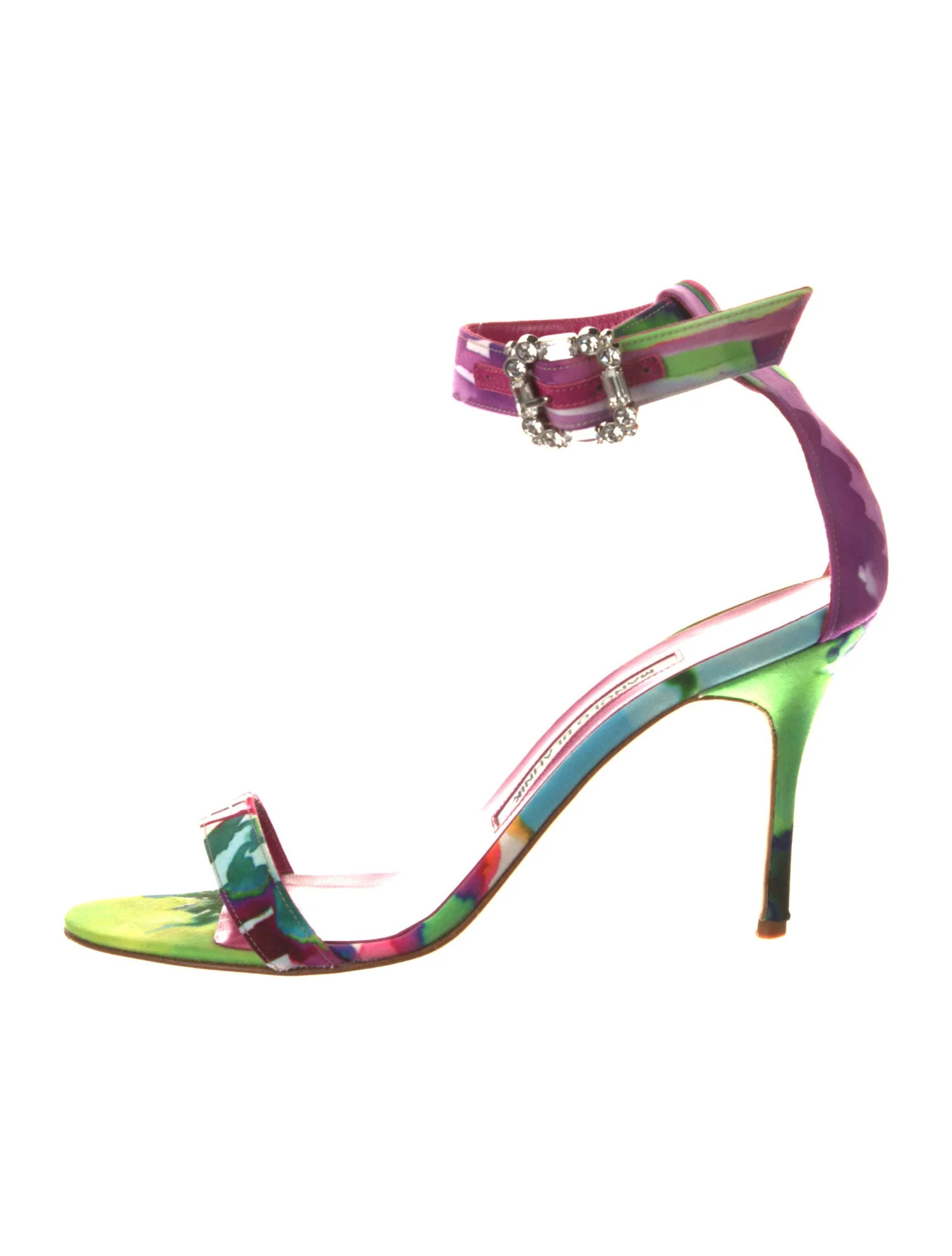 Manolo Blahnik Printed Crystal Embellishments Sandals - Green Sandals, Shoes - MOO345509 | The Re... | The RealReal