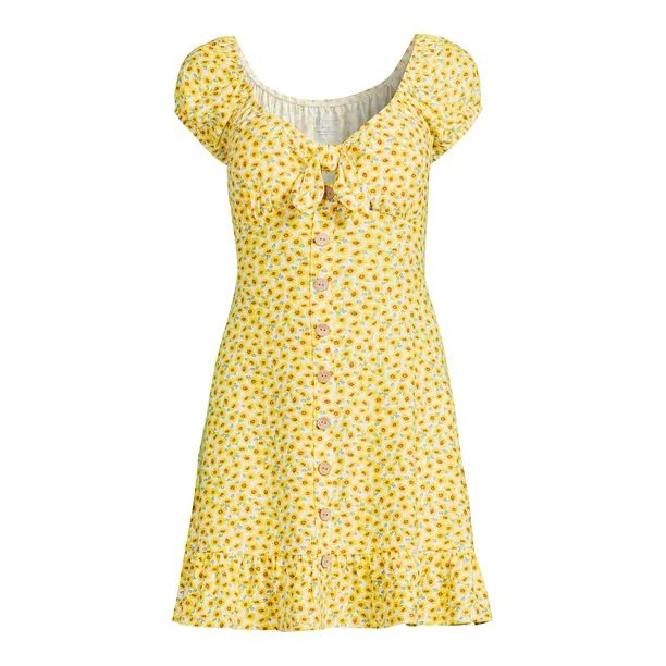 No Boundaries Juniors Button Front Dress, Sizes XS-3XL - Walmart.com | Walmart (US)
