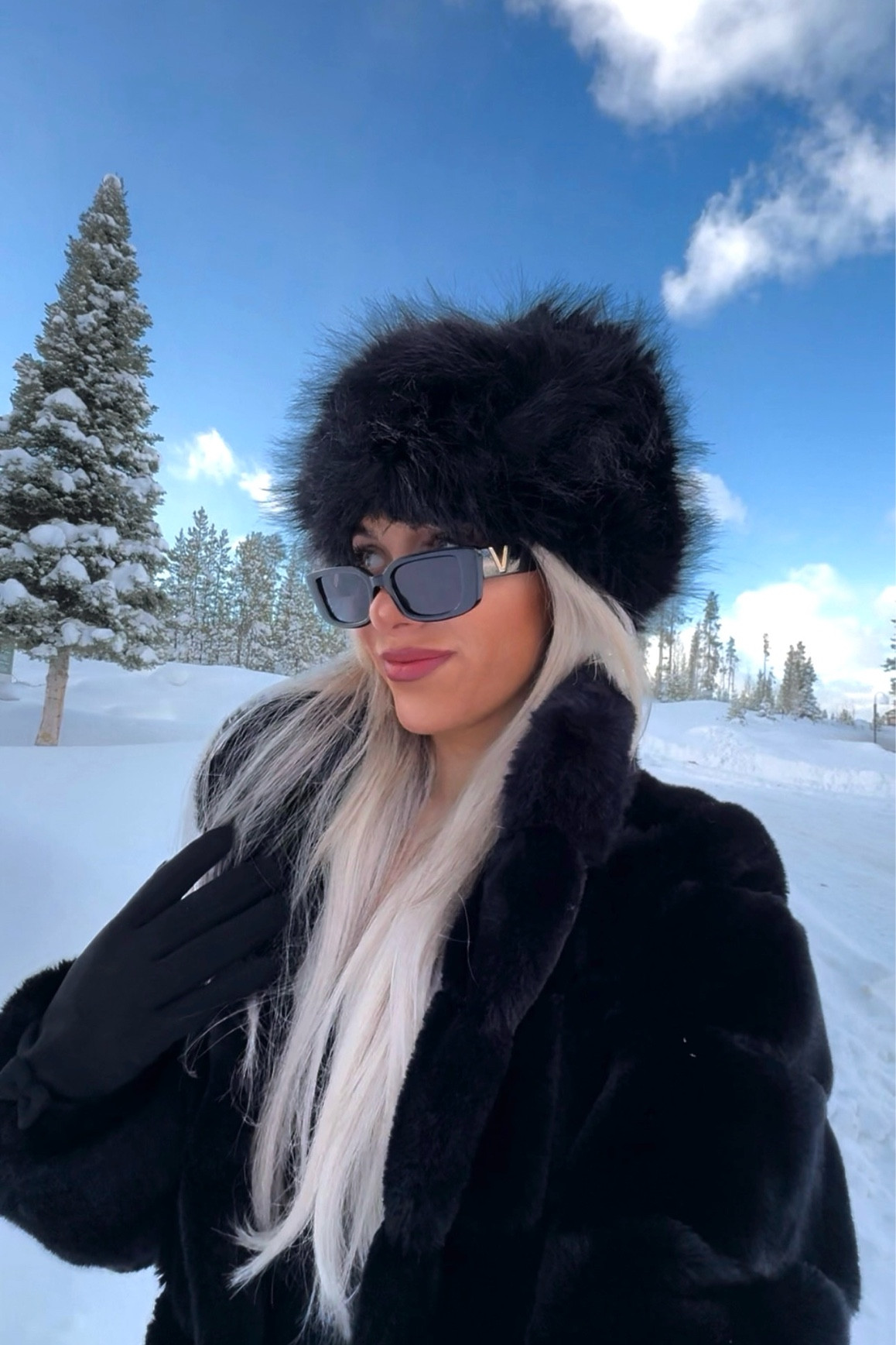 Black faux fur coat, black flare yoga jumpsuit, black winter boots, black retro sunglasses, mob wife aesthetic, Russian fur hat, faux fur hat, mink coat, snow outfit, winter outfit, Amazon winter fashion, 2024 winter fashion trends, all black outfit, winter vacation inspo, black bodysuit

#LTKSeasonal #LTKtravel #LTKbeauty