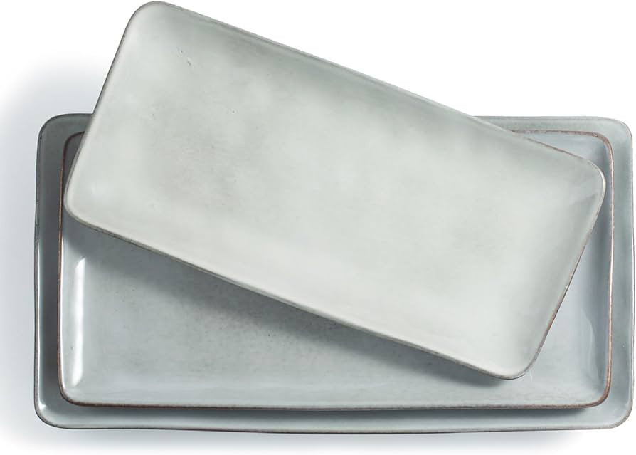 famiware Serving Platter, Rectangular 15.67/14.1/12.6inch Serving Dishes for Entertaining, Reacti... | Amazon (US)