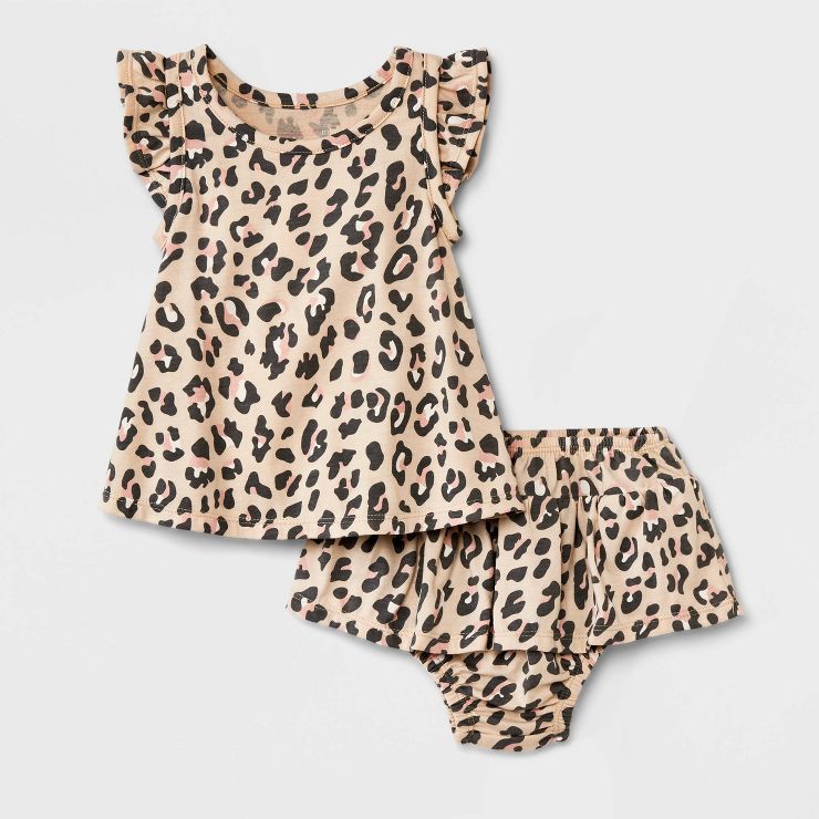 Grayson Mini Baby Girls' Leopard Spot Top & Bottom Set - Beige | Target