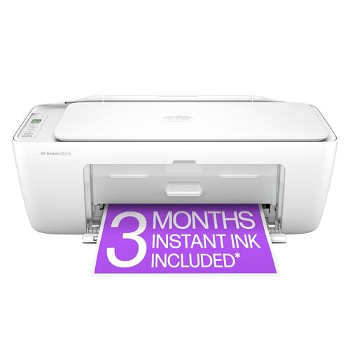 HP DeskJet 2827e Wireless All-in-One Color Inkjet Printer, Scanner, Copier, Best-for-Home, 3 Mont... | Amazon (US)