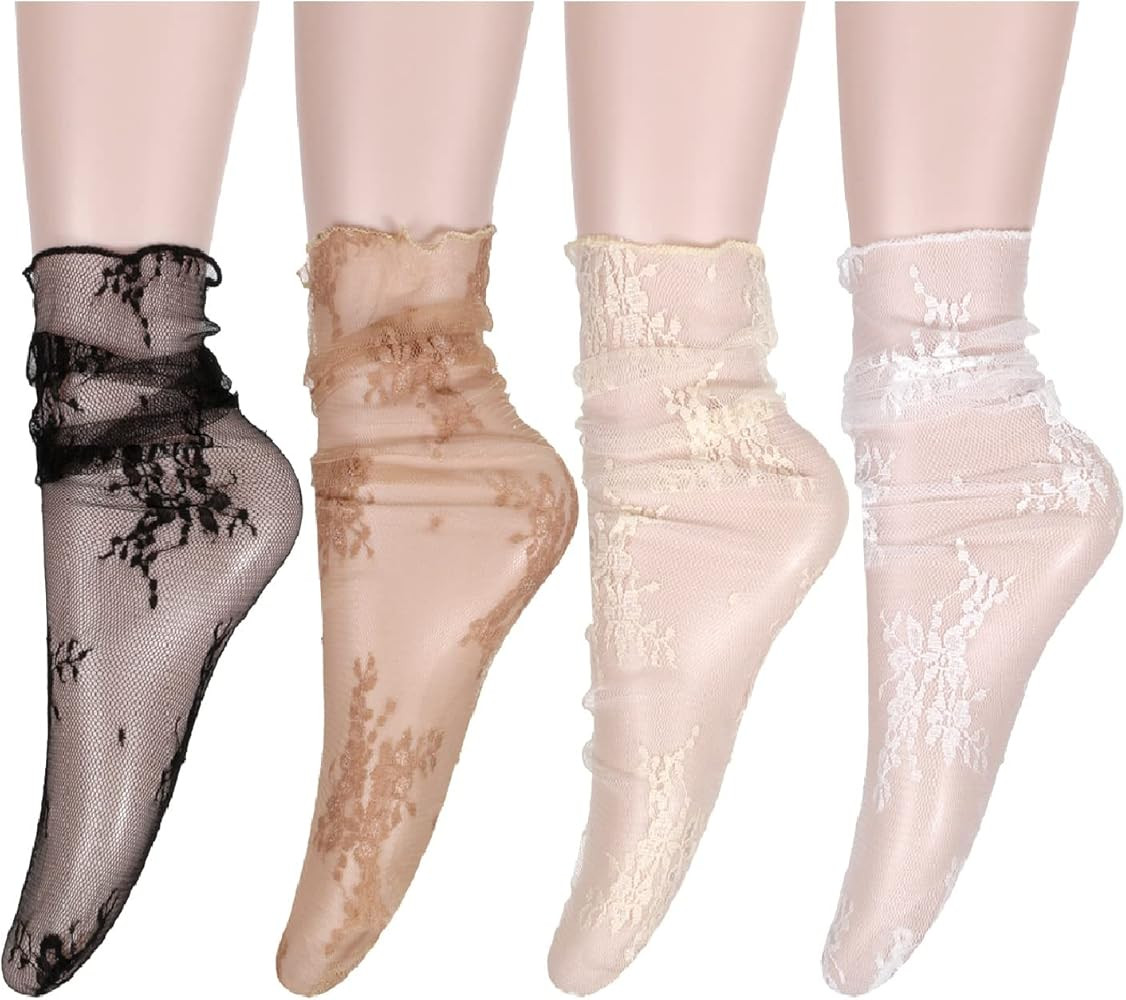 Benefeet Sox Lace Sheer Socks Women Fashion Girls Tulle Socks Novelty Slouch Mesh Socks Ankle Loo... | Amazon (US)