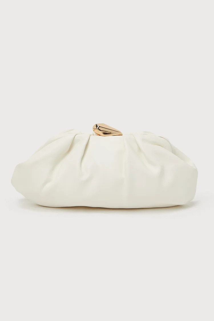 Welma White Gathered Clutch | Lulus