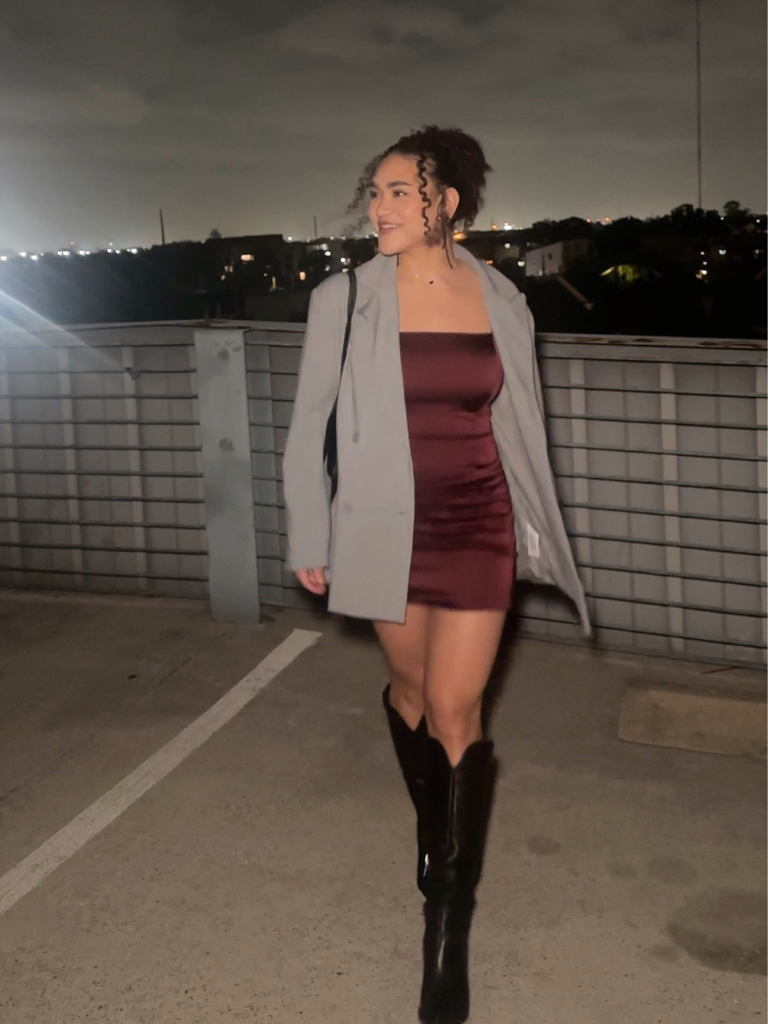 date night outfit! mini dress with an oversized blazer & an over the knee boot! pop of red 

#LTKHolidaySale #LTKstyletip #LTKSeasonal