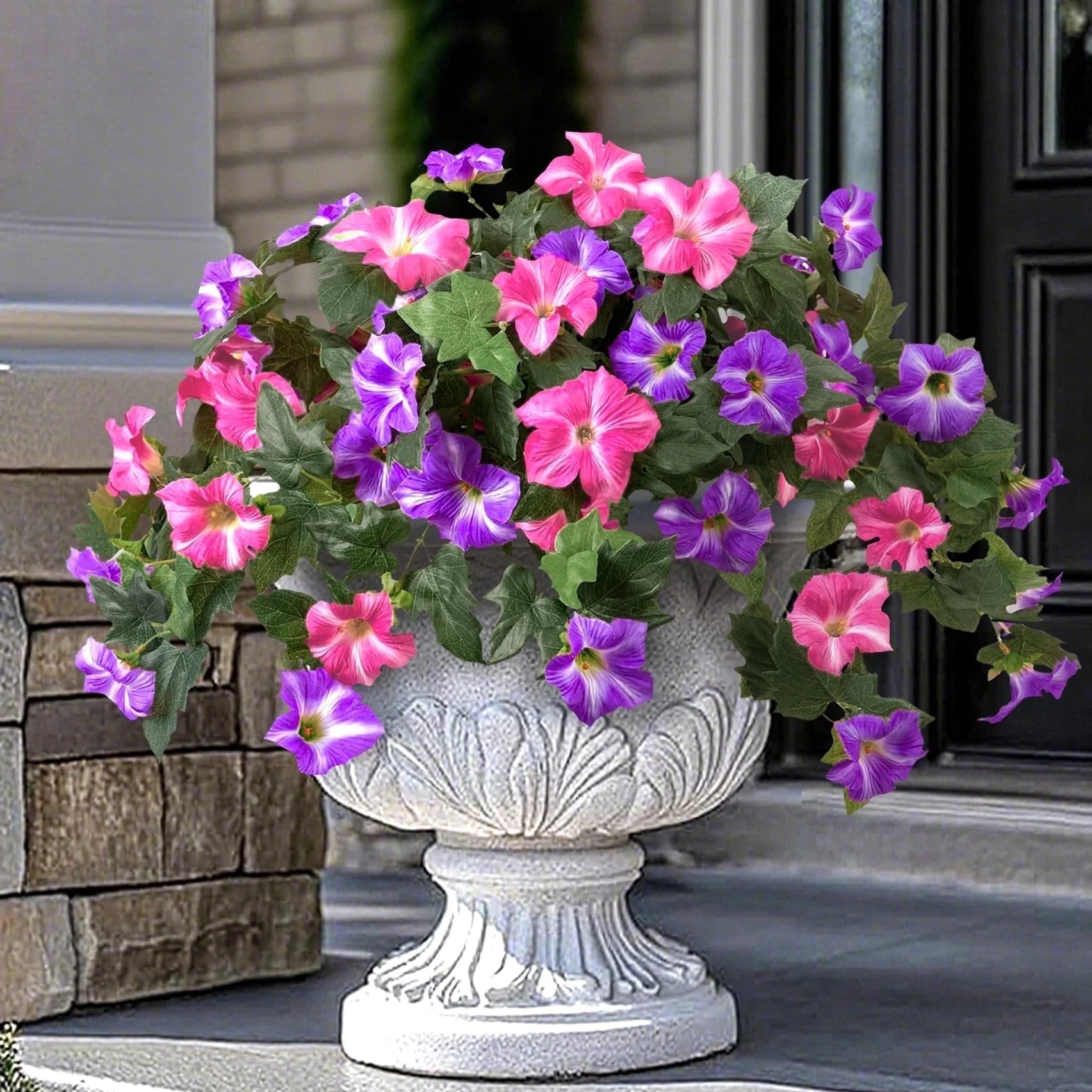 Scidweet Artificial Flowers for Outdoors, 2Pcs UV Resistant Faux Fake Petunias Silk Flower Plants... | Walmart (US)