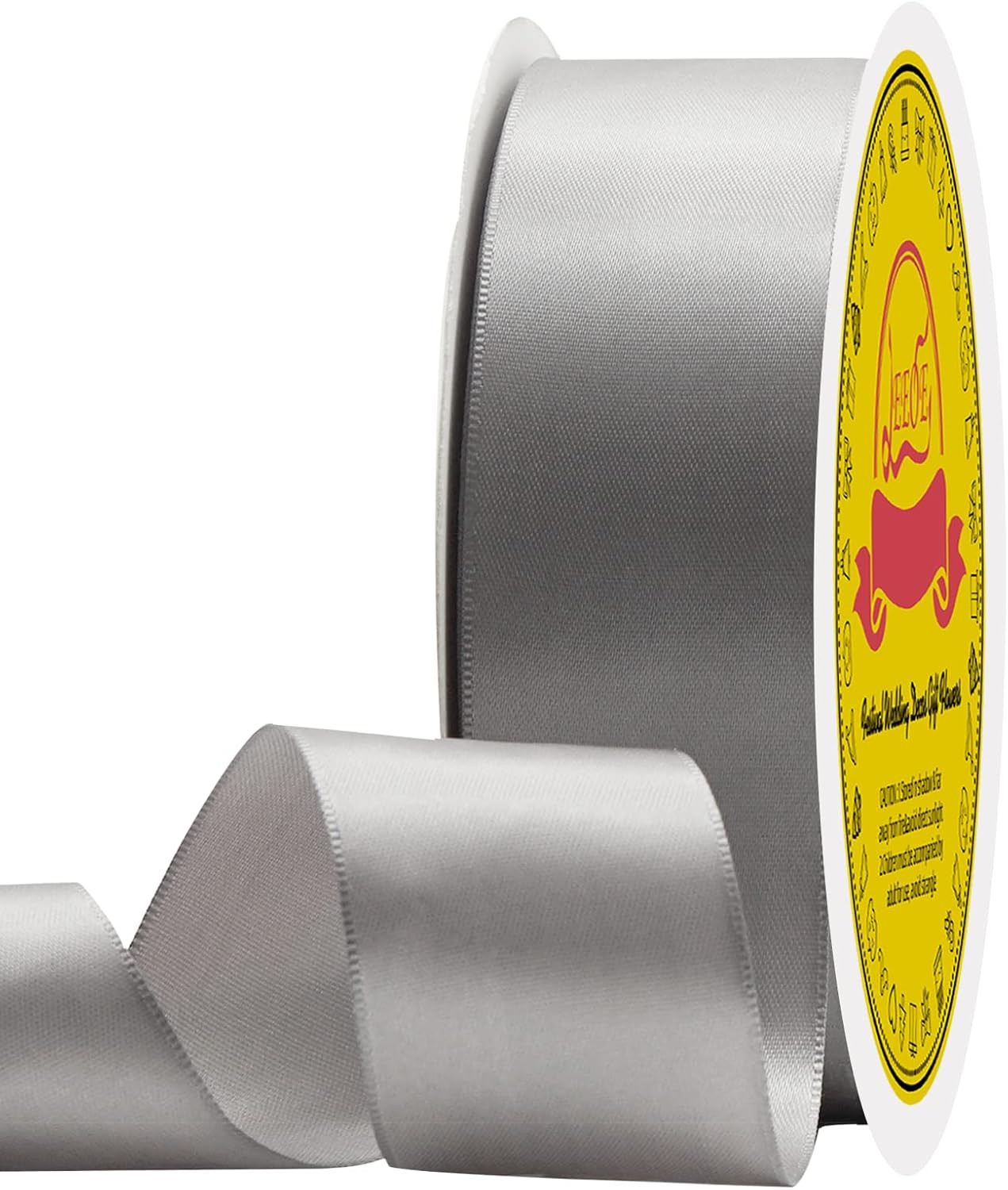 Double Face Silver Satin Ribbon 1-1/2 inch X 50 Yards Polyester Silver Ribbon for Gift Wrapping V... | Amazon (US)