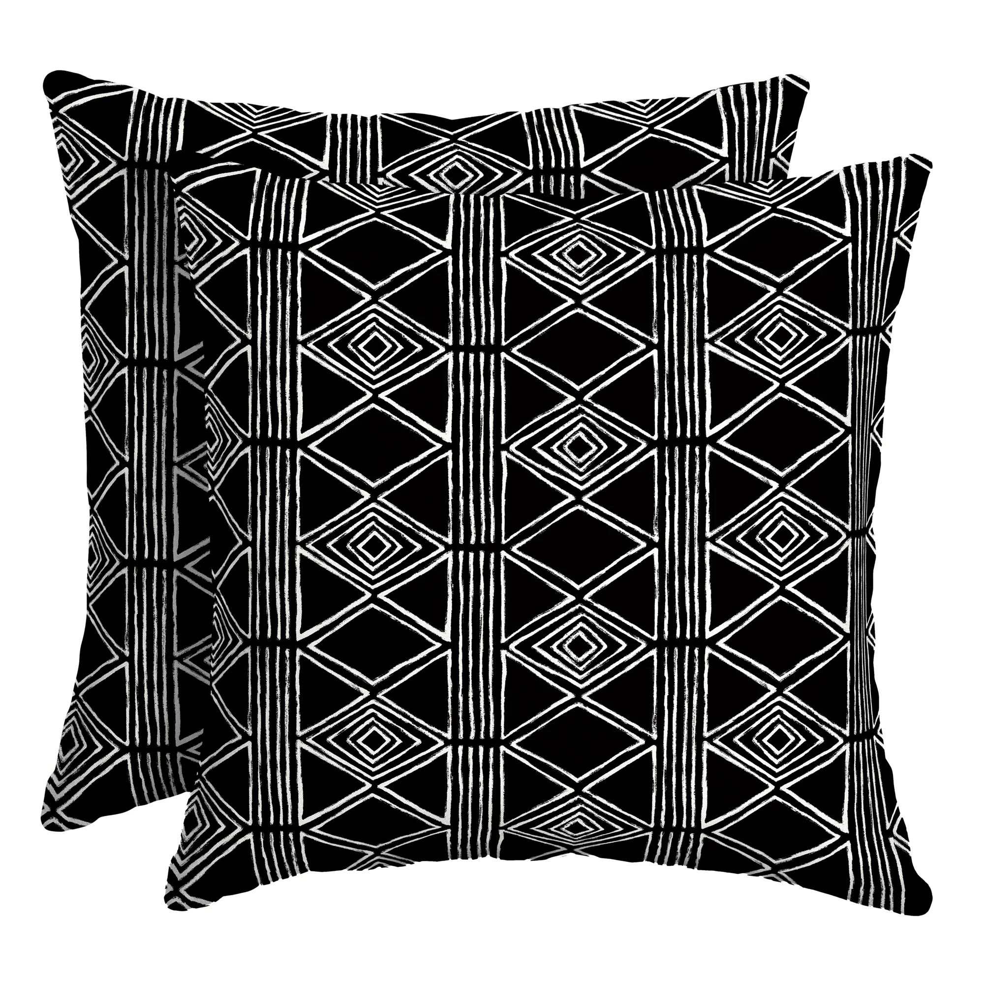 Arden Selections 16 x 16 in Outdoor Square Throw Pillow, Black Global Stripe (2-pack) | Walmart (US)