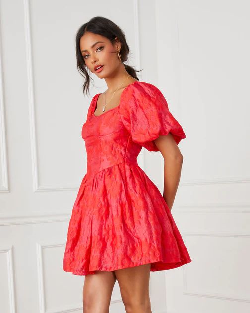 Lost In Amore Puff Sleeve Mini Dress - Red - SALE | VICI Collection